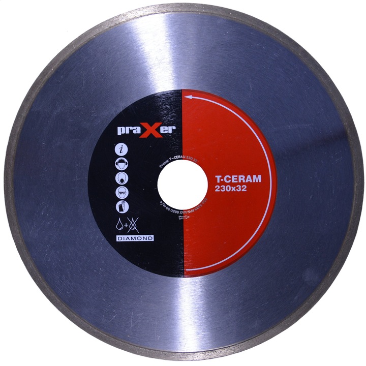 Praxer T-Ceram 230mm kerámia gyémánttárcsa, folyamatos, száraz-nedves
