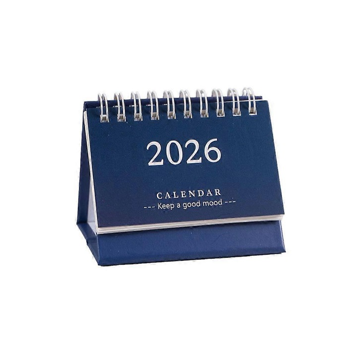 Календар за бюро мини 2025, семпъл стил, тъмносин, 12x9.5см