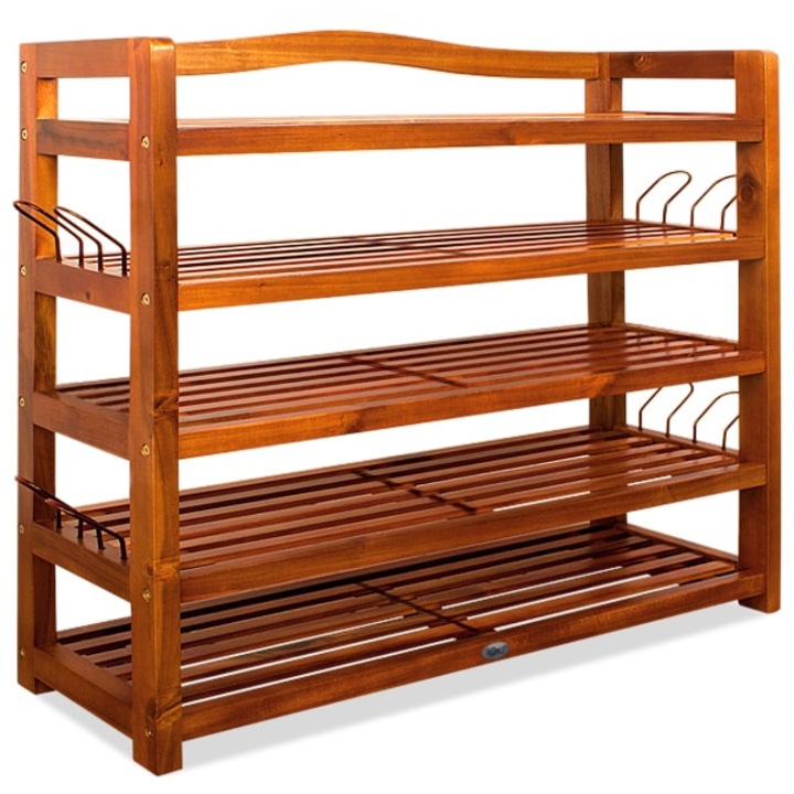 Raft pentru pantofi RUSTIC, 5 polite, 95x26x82cm, maro natural