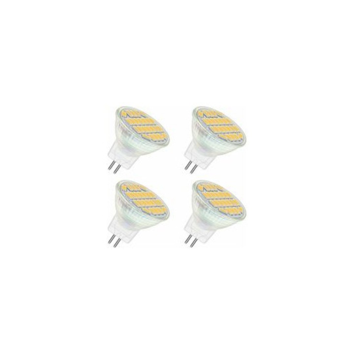 Bec LED MR11 GU4 12V 4W 3000K meleg fehér 35x35mm szett 4 db