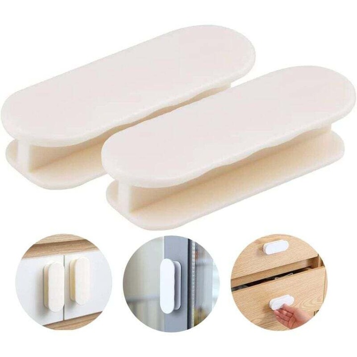 Set 2 manere usa balcon, plastic gri, autoadezive, 7x3cm