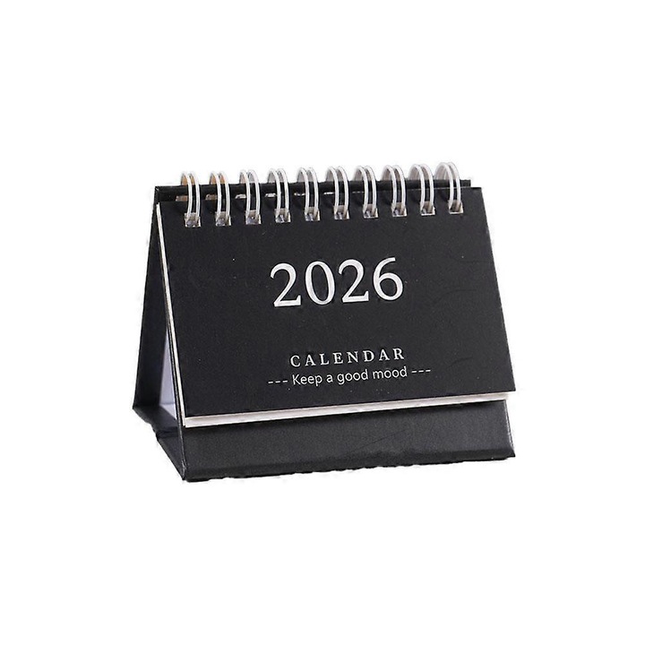 Мини настолен календар 2025, изчистен стил, черен, 12x9.5см