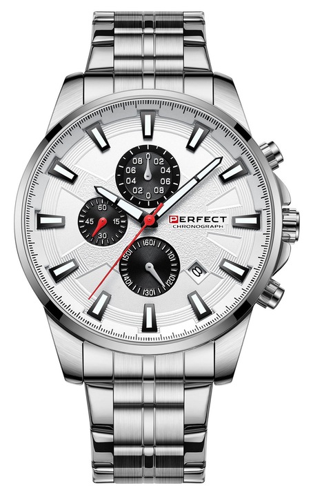 Мъжки часовник Perfect M503, кварцов, сребрист, 45x10мм, метална верижка