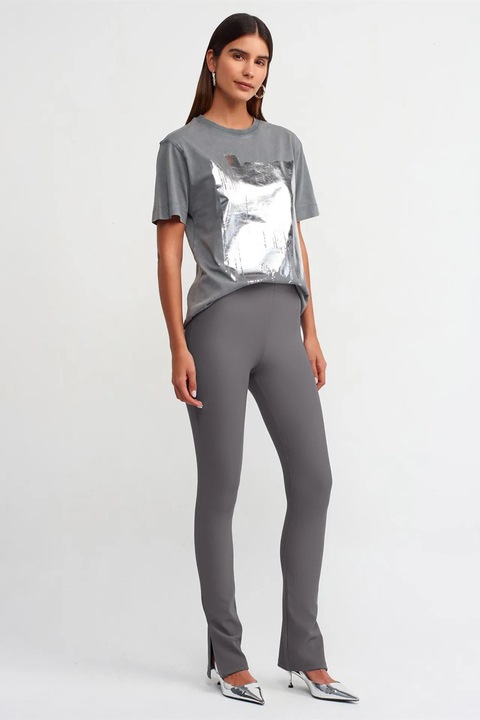 Colanti DILVIN, talie inalta, evazati cu slit, gri antracit, 96% poliester, 4% elastan, S INTL