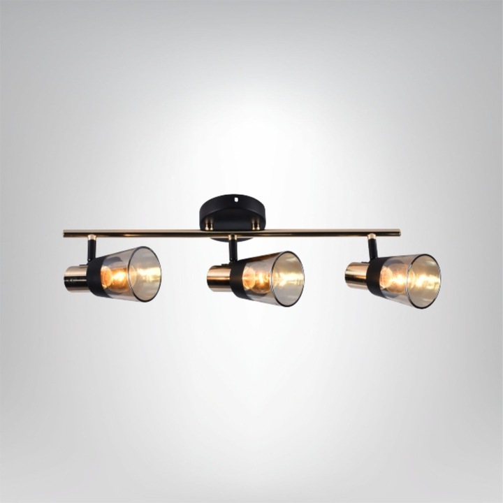 Plafoniera Lampex Livio 3, 3 spoturi reglabile, negru-metalic, 3xLED