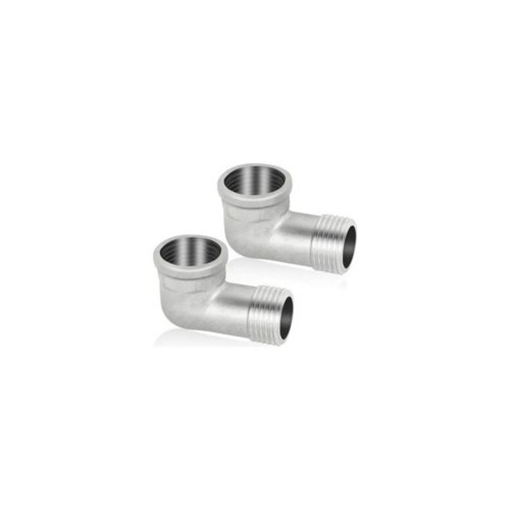 2 db 90 fokos könyök rozsdamentes acél csatlakozó készlet, 304-es, ezüst, 1/2", 110g