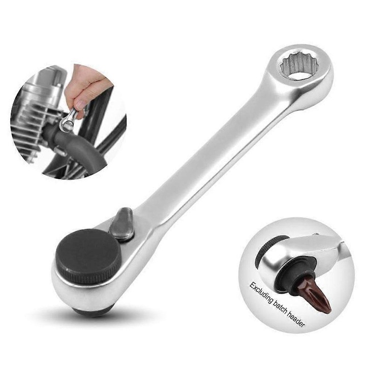 Cheie clichet 1/4 inch, dublu cap, otel vanadiu, portabil, 2 in 1