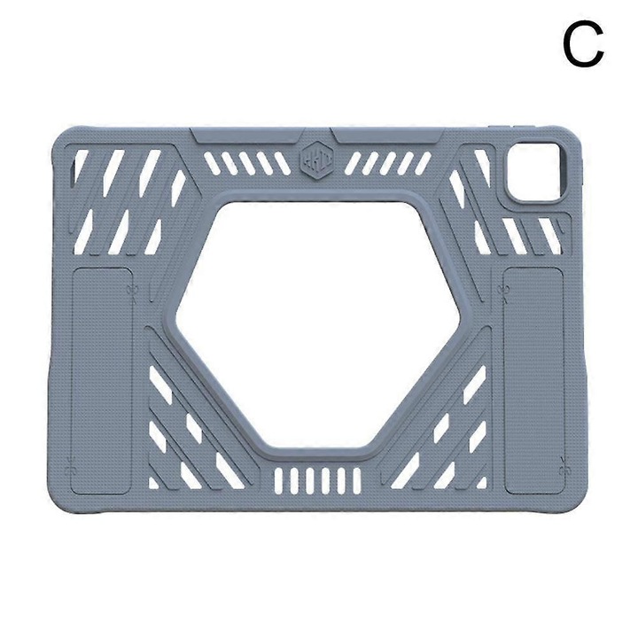 Husa tableta silicon, 360 protectie, negru roz gri, 11x10.9 inch, set 1 buc