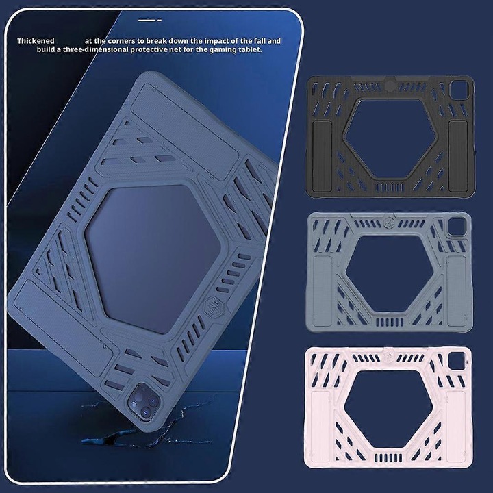 Szilikon tablet tok, 360 fokos védelem, fekete, 11x10.9 inch