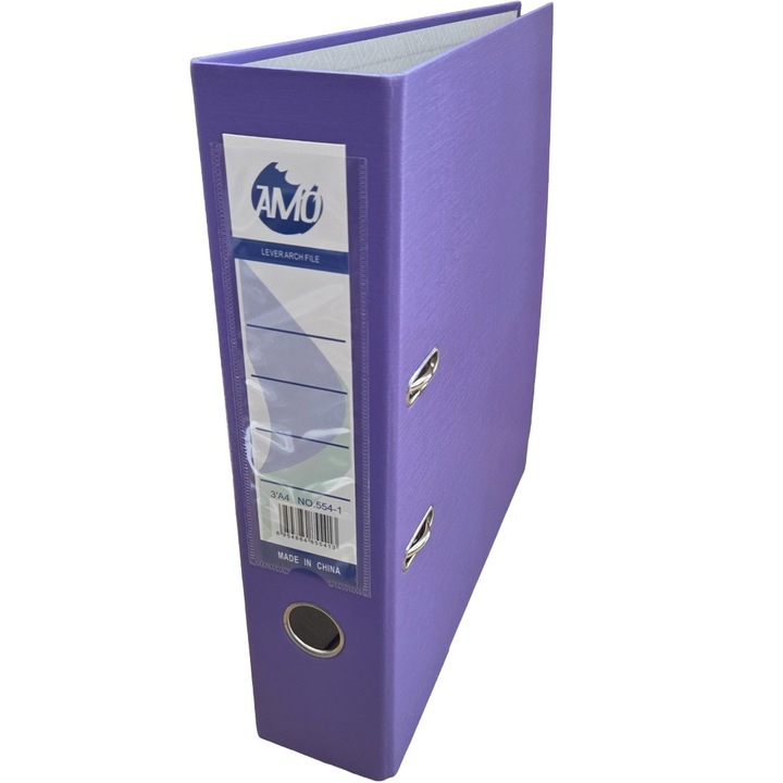 Biblioraft plastic MOV, 7.5 cm, A4, AMO, plastifiat exterior, pentru arhivare documente