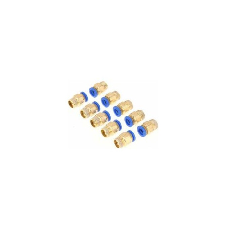 10 db gyorscsatlakozó készlet, levegő, 8mm, sárgaréz, 22x13.5mm