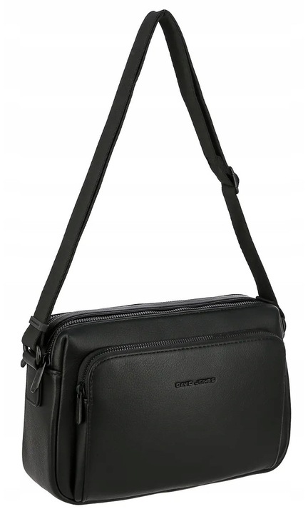 Дамска чанта David Jones, екологична кожа, тип crossbody, черна, 26x9x17см
