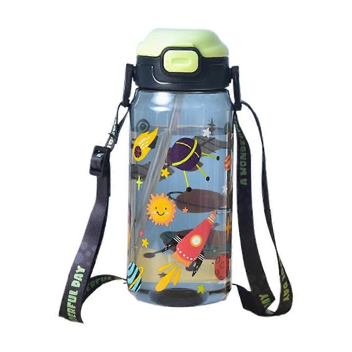 Cana copii, 550ml, negru mov albastru, 19.5x7.5cm
