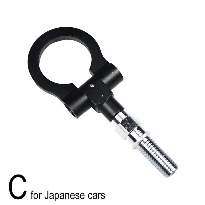 Inel remorcare fata auto, negru, 18.5x7.3cm, aliaj rezistent