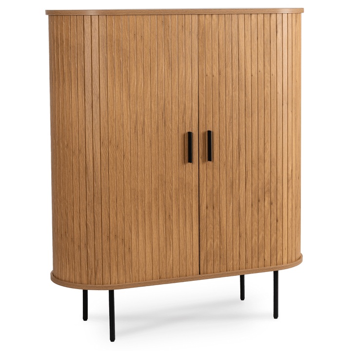 Mebel Elite Trish magas komód, kétajtós, tölgy színű, 100x45x120cm