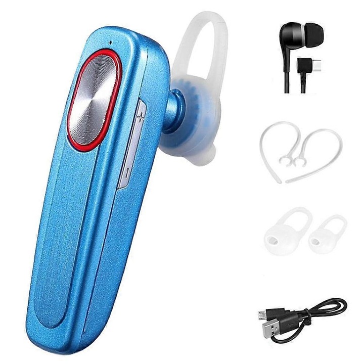 Bluetooth egyfülhallgató, 32 óra lejátszás, HD hívás, fekete, 6x1.5cm