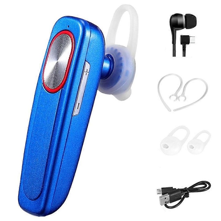 Bluetooth egyfülhallgató, 32 óra lejátszási idő, fekete, 6x1.5cm