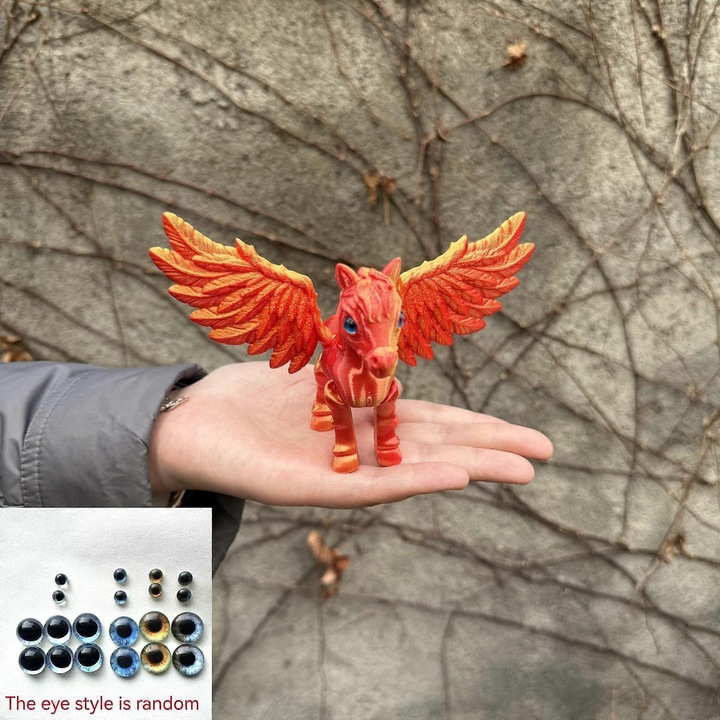 Aranyos 3D Pegazus figura, dekompressziós, átalakítható, 10cm