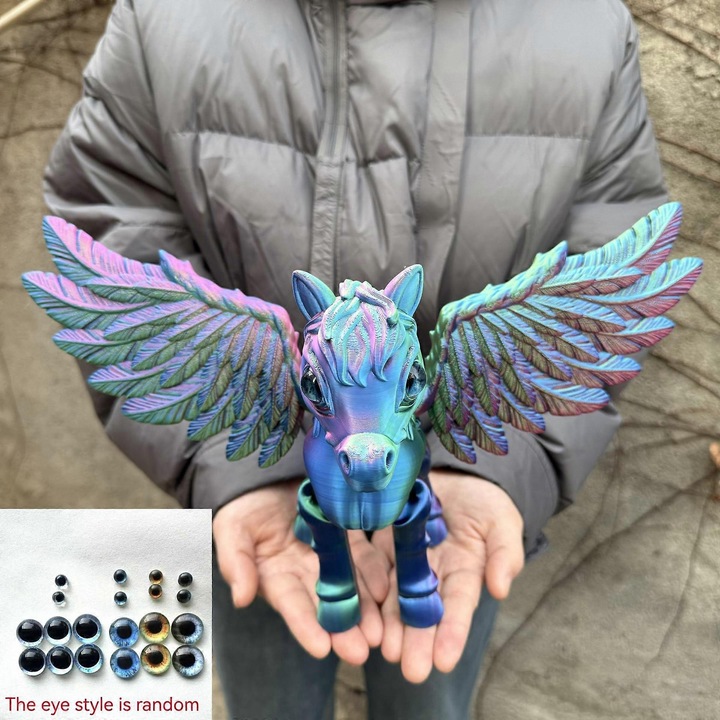 Aranyos 3D Pegazus dekompressziós átalakítható figura, fehér, 04