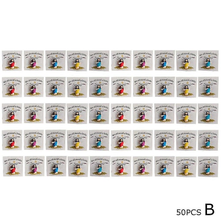 Set 50 carduri mici cu Iisus, multicolor, 9x9cm, hartie si rasina