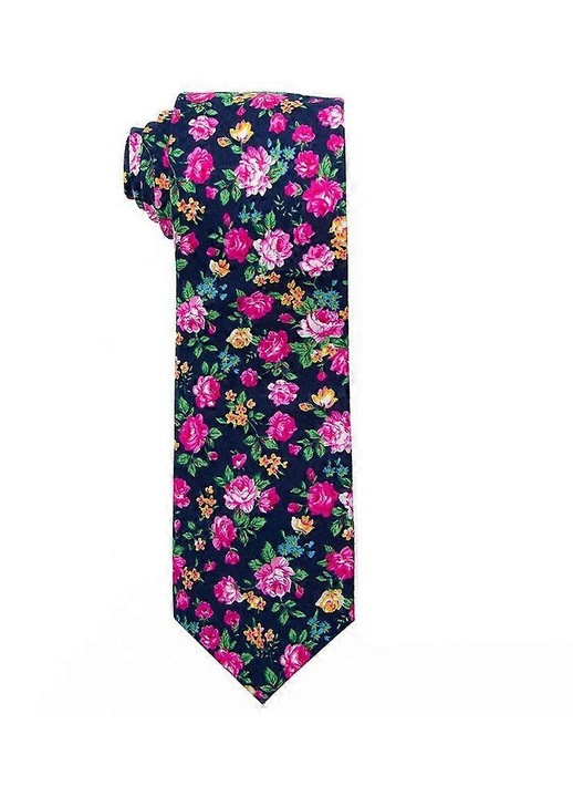 Cravata bumbac floral 7.5cm casual multicolor