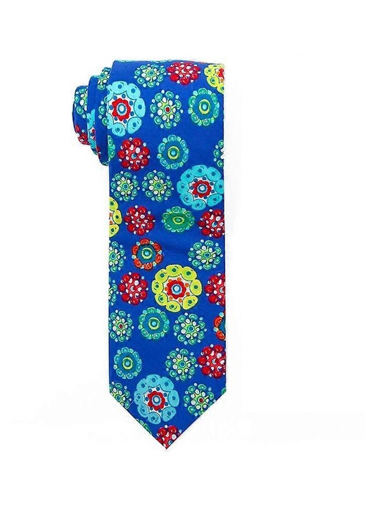 Cravata bumbac floral 7.5cm casual multicolor