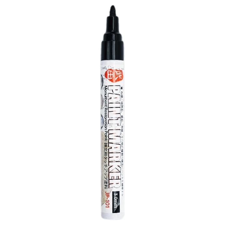 Marker pentru piatra, vopsea rezistenta la apa si UV, varf 3mm si 8.5mm, negru, 16x1.5x1.5cm