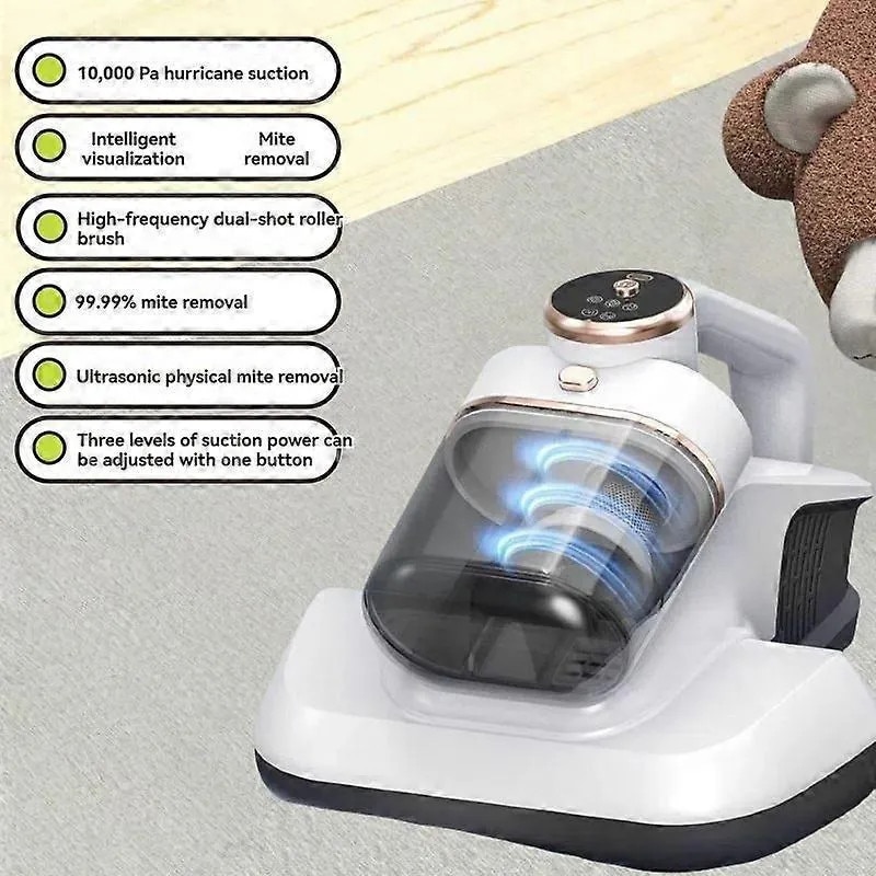 Aspirator portabil wireless, curatare acarieni, capacitate 0.2-0.3L, alb, 12x15cm