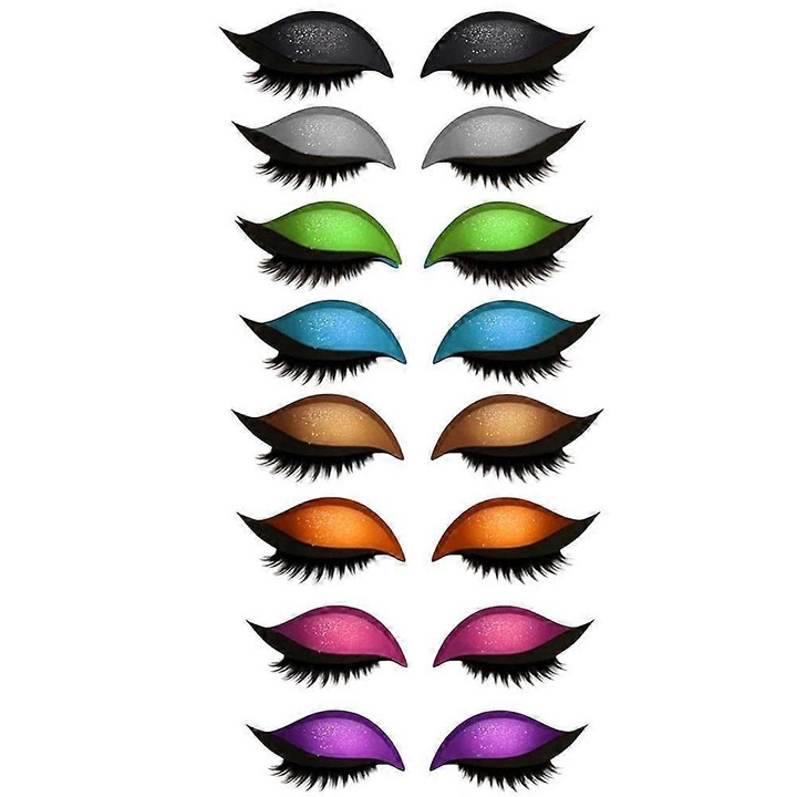 Set 8 piese autocolante gene si fard de pleoape, rezistent la apa, natural, usor