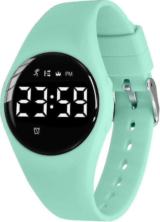 Gyermek sportóra fitnesz tracker digitális zöld 13cm vízálló