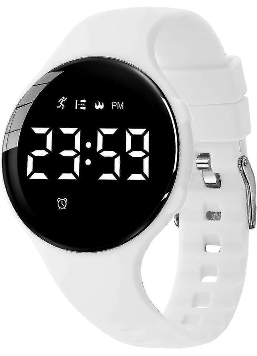 Gyermek sportóra digitális fitneszkövető riasztás stopper fehér 39mm