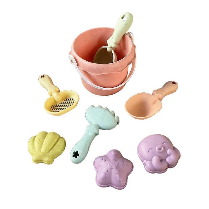 Комплект играчки за плаж, 8 части, пластмаса, многоцветен, 18x13x13см