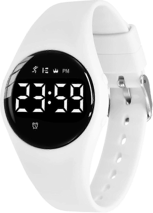Gyermek sportóra digitális fitneszkövető riasztás stopper fehér 55mm
