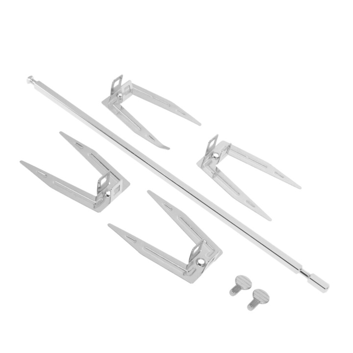 Set 3 piese furci rotative inox pentru friptura, rotire 360°, prindere sigura, universal, dimensiuni standard