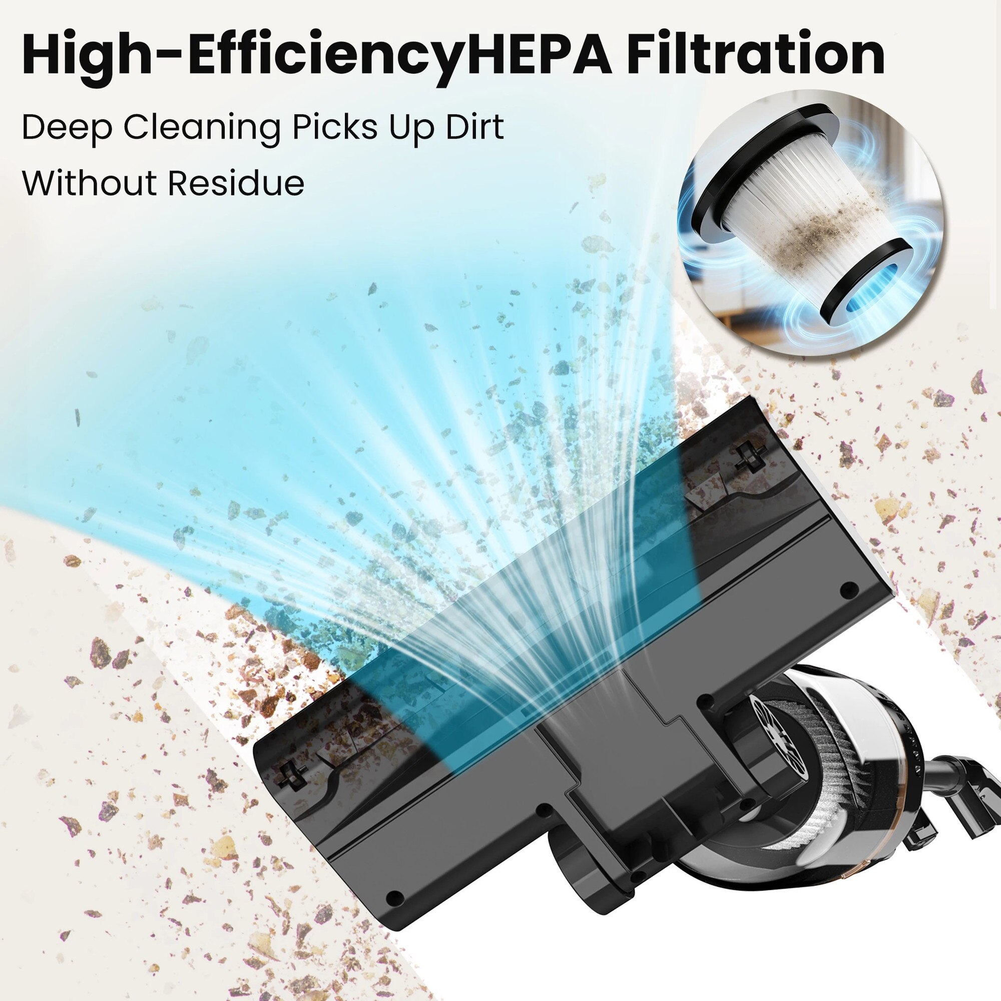 Aspirator R7, 3 in 1 vertical si de mana cu cablu, 600 W, usor, fara sac, filtru HEPA, pentru par de animale si covoare, negru