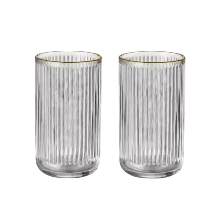 2 db magas pohár szett, arany szélű, átlátszó, 350ml
