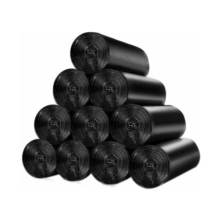 Торби за отпадъци 10L 45x50cm черни с плъзгаща се дръжка комплект 150 бр