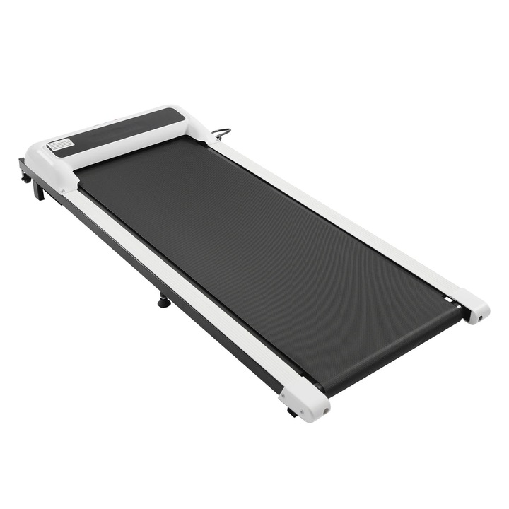 Sétálópad, Irodai futópad, 2,25 LE csúcs, 1–6 km/h, 100 kg teherbírás, LED kijelző és távirányító, 38×100 cm felület, EU dugó 220V, Fehér