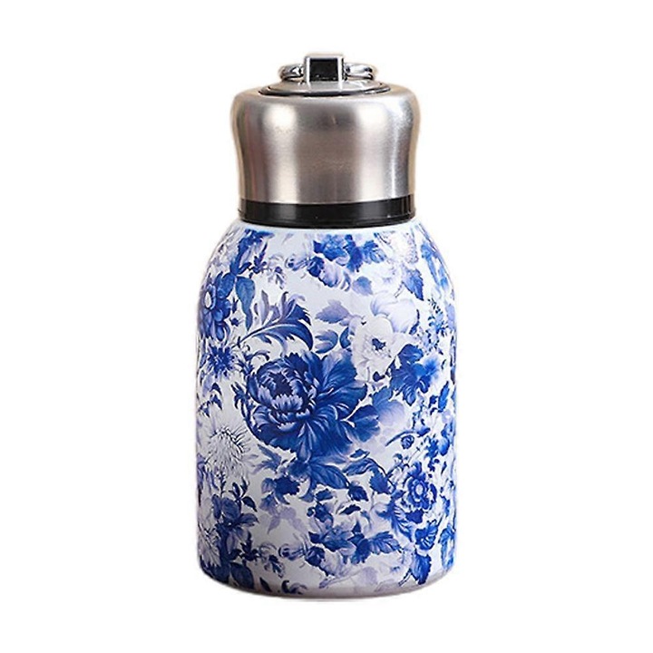 Termosz bögre rozsdamentes acélból, páva mintával 7.5x14.5cm többszínű