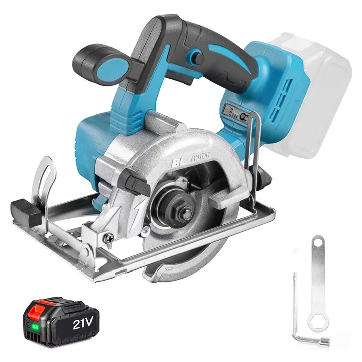 Körfűrész, vezeték nélküli 12,5 cm (125 mm), 1000 W, szénkefe nélküli motor, 0–45°-os állítás, 18 V 1 akkumulátorral, EU csatlakozó