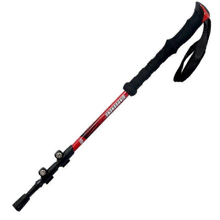 Trekking botok, teleszkópos, dupla színű markolat, külső zár 19cm, alumínium 7075, piros