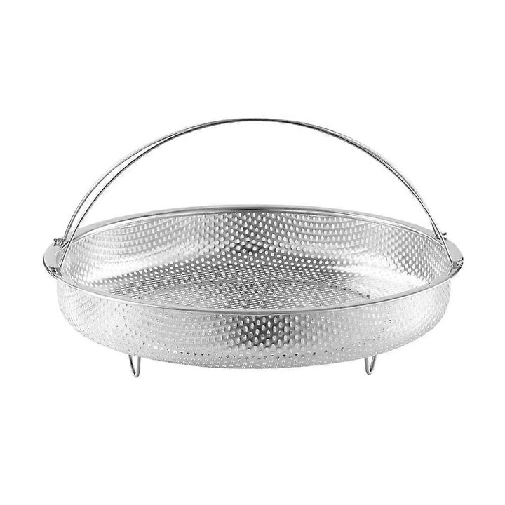 Többfunkciós rozsdamentes acél párolókosár, 28.5cm, ezüst
