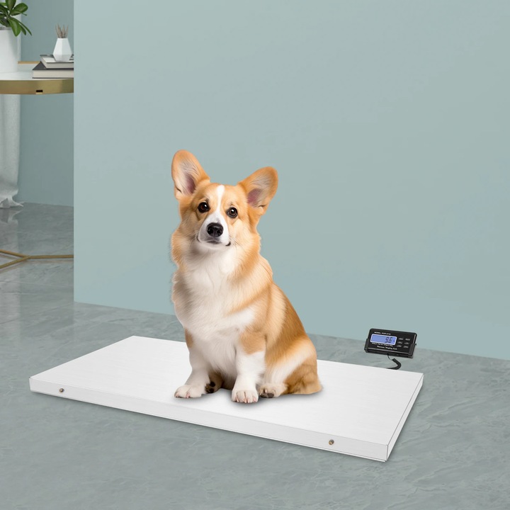 Cantar pentru animale, Cantar veterinar digital, Ecran LCD, Dimensiuni 103, 5 x 53 x 4 cm, Pentru animale de companie si de ferma, Fara baterii, Argintiu