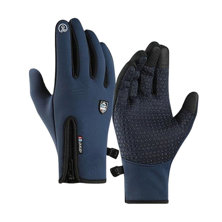 Unisex sport kesztyű, érintőképernyős, kék, XL
