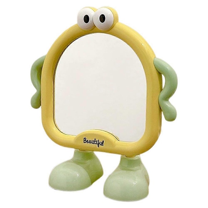 Oglinda de birou roz, design cartoon, 18.2x16.2cm