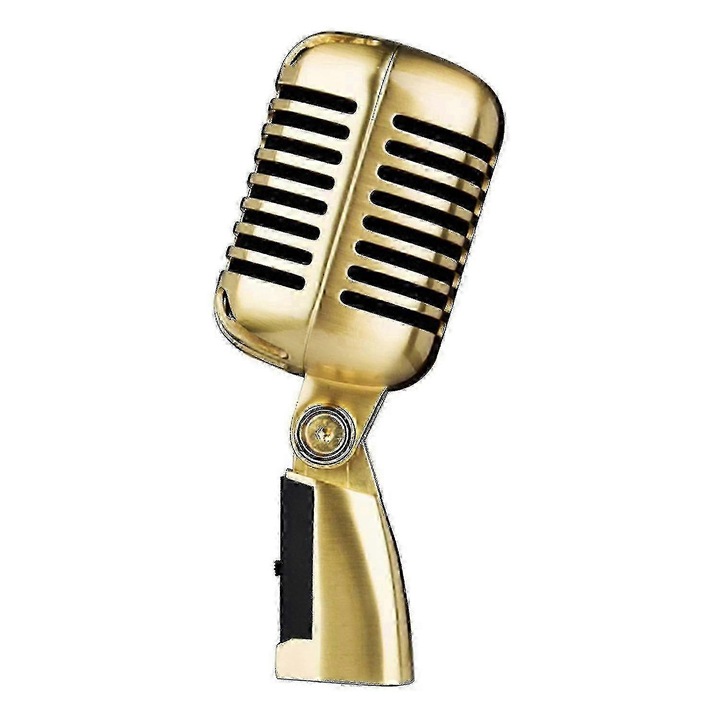 Vintage dinamikus énekmikrofon, fém, bronz, 50Hz-15kHz, kardioid