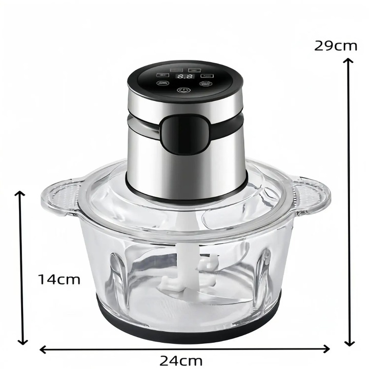 Tocator electric, Mini tocator, Motor 500 W, 3 viteze, Bol din sticla 3 L, Control touch, Usor de curatat, Sticla 3L Touch