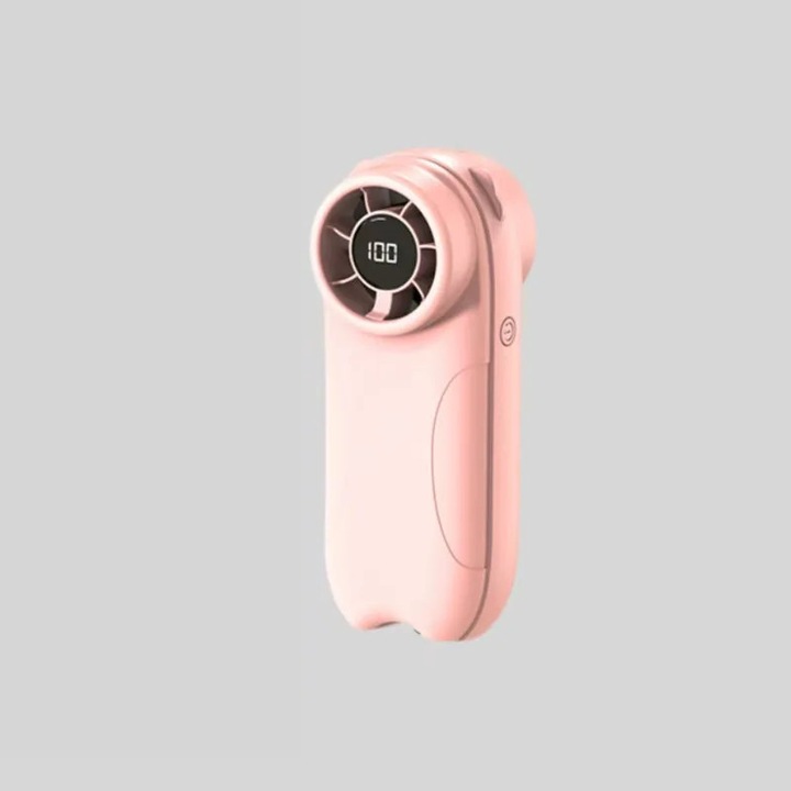 Hordozható Ventilátor, USB Kézi Ventilátor, 4000 mAh Akkumulátor, Újratölthető, Erős Légáram, Csendes, 5 Sebességfokozat, Digitális Kijelző, Rózsaszín