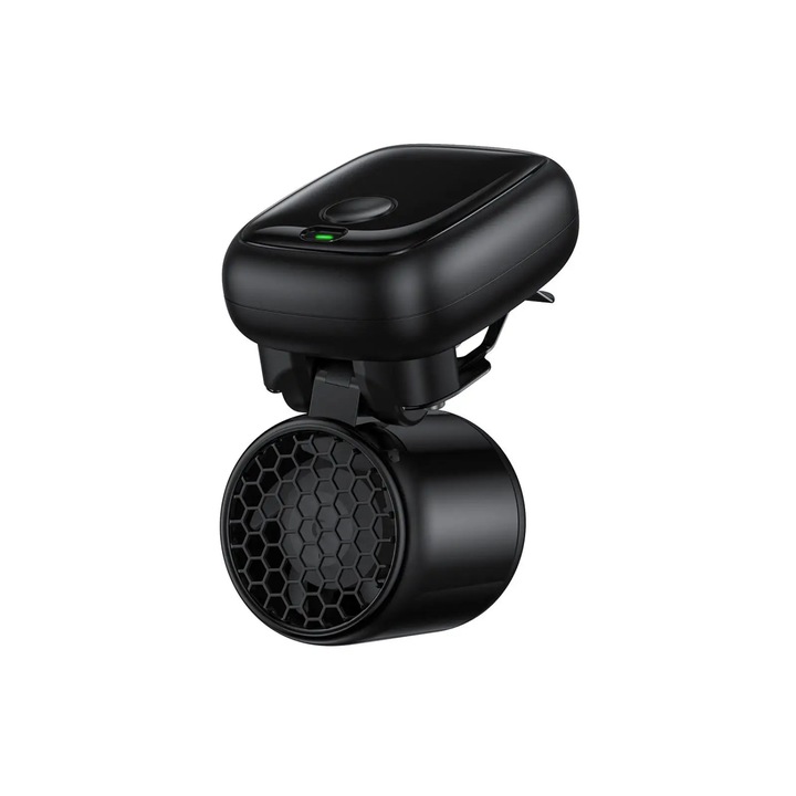 Mini USB hordozható ventilátor, Csíptetős modell, 3 sebességfokozat, Csendes, Összecsukható, 1200 mAh akkumulátor, Sapka rögzítéshez, Fekete