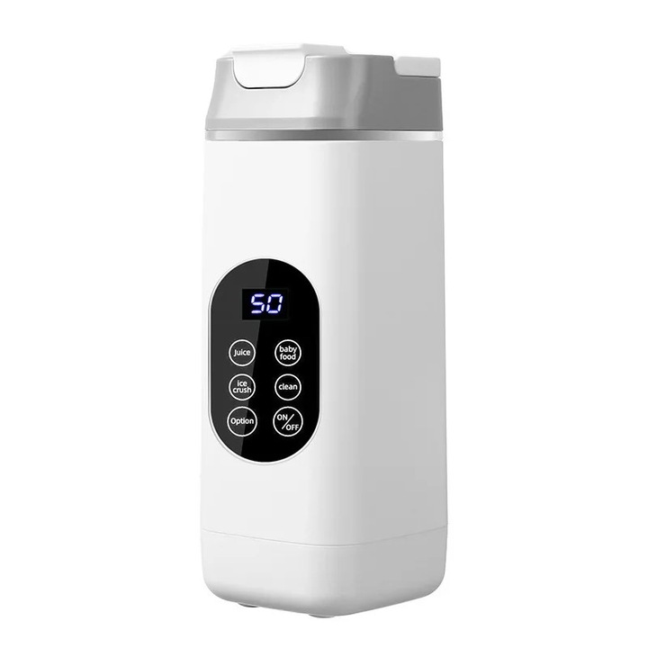 Blender portabil, Cana blender, Fara fir, Reincarcabil USB, Zdrobeste gheata, Smoothie maker, Alb